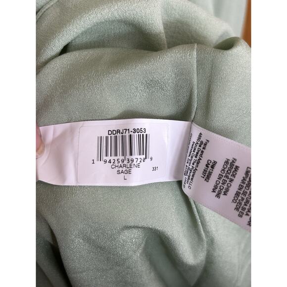 Dress the Population Charlene Ruffle Gown Dress Sage Green Large Wedding - Picture 13 of 13